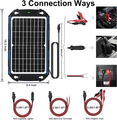 12W 12V सौर पैनल ट्रिपल चार्जर सौर ऊर्जा संचालित बैटरी रखरखाव MPPT