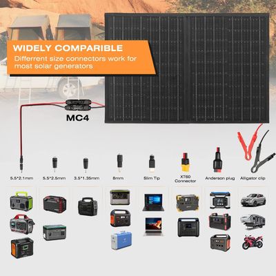 100W ऑफ ग्रिड फोल्डेबल सोलर चार्जर कैम्पिंग के लिए पोर्टेबल सोलर पैनल किट
