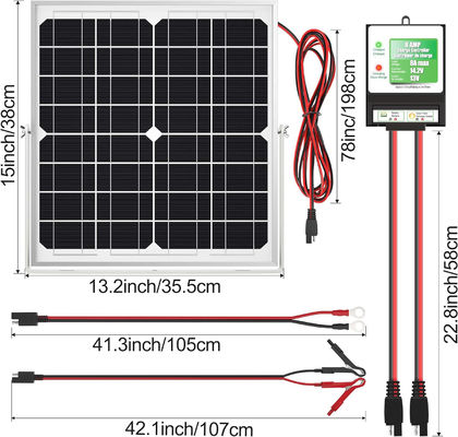 20W 12V सोलर पैनल बैटरी चार्जर मोटरसाइकिल ऑटोमोटिव के लिए ट्रिपल रखरखाव