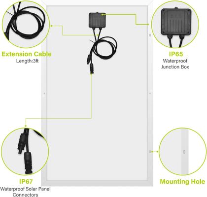 160W ऑफ ग्रिड मोनोक्रिस्टलाइन पीवी सेल मॉड्यूल मोनो पॉली सोलर पैनल 12V