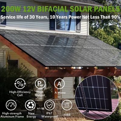 200W सौर मोनोक्रिस्टलाइन पीवी पैनल मॉड्यूल 12V 10BB RV होम के लिए