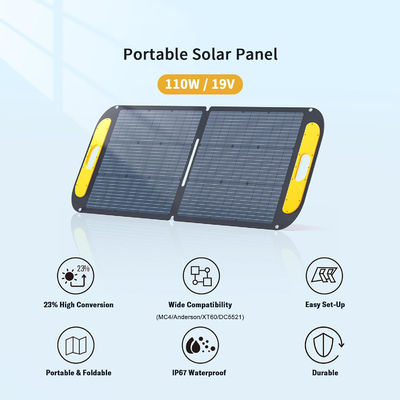 पोर्टेबल हाइब्रिड मोनो सोलर पैनल 110W 19V IP67 वाटरप्रूफ