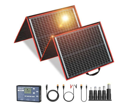 FT160 पोर्टेबल फ्लेक्सिबल सोलर सेल चार्जर सिस्टम 160W 18V काले ABS के साथ