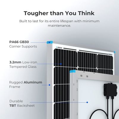 पीवी मोनोक्रिस्टलाइन बालकनी सौर पैनल 100 वाट 12V OEM