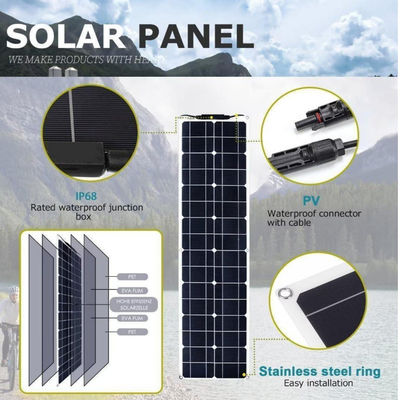 मोटरहोम के लिए 300W मोनोक्रिस्टलाइन यूएसबी सोलर पैनल किट 50A 12-24V