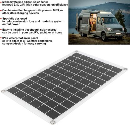 हल्के पोर्टेबल सौर पैनल मोनोक्रिस्टलीय सेल 100W 12/24V यूएसबी आउटपुट