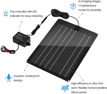 ट्रिकल सौर कार बैटरी रखरखाव चार्जर RV के लिए 15W 12V
