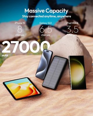यूएसबी सी पोर्टेबल सोलर चार्जर 27000mAh सेल फोन टैबलेट के लिए ODM