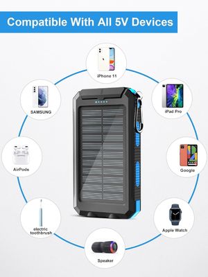 38800mAh सौर ऊर्जा यूएसबी पावर बैंक आउटडोर कैम्पिंग के लिए जलरोधक
