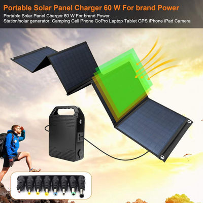 उच्च दक्षता वाले फोल्डेबल सोलर पैनल 60W के साथ 5V यूएसबी कैंपिंग के लिए, सेल फोन