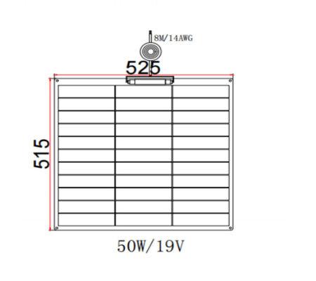 FT50W फ्लेक्सिबल सोलर पैनल 50W 12V मोनोक्रिस्टलिन बाहरी के लिए ETFE सतह के साथ